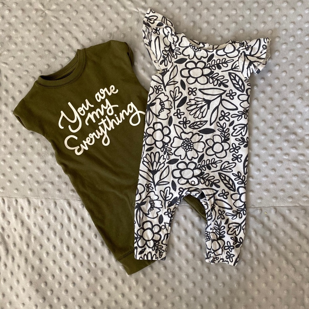 Two Newborn Cat and Jack Rompers